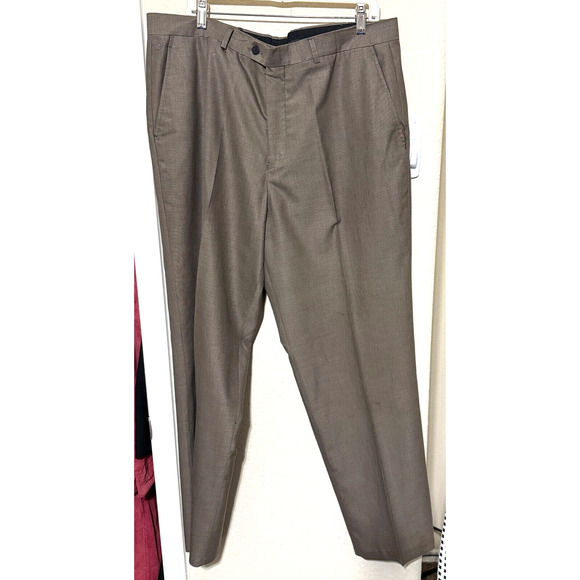 Giorgio Armani Wool Dress Pants Brown mens 38x32 flat front VTG Italy - Picture 1 of 7